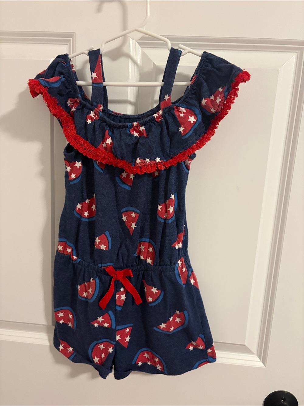 Cat & Jack Navy Romper with Red Star Accents